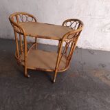 Vintage rattan serving trolley