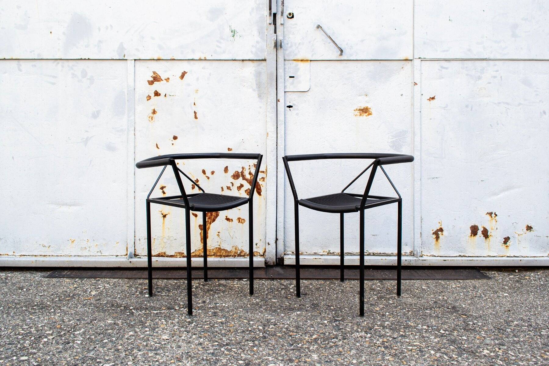 Black metal armchair by Maurizio Peregalli for Zeus, 1984, set of 2.