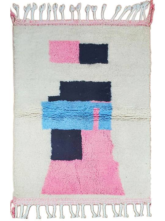Tapis marocain blanc et rose 250cmx150cm