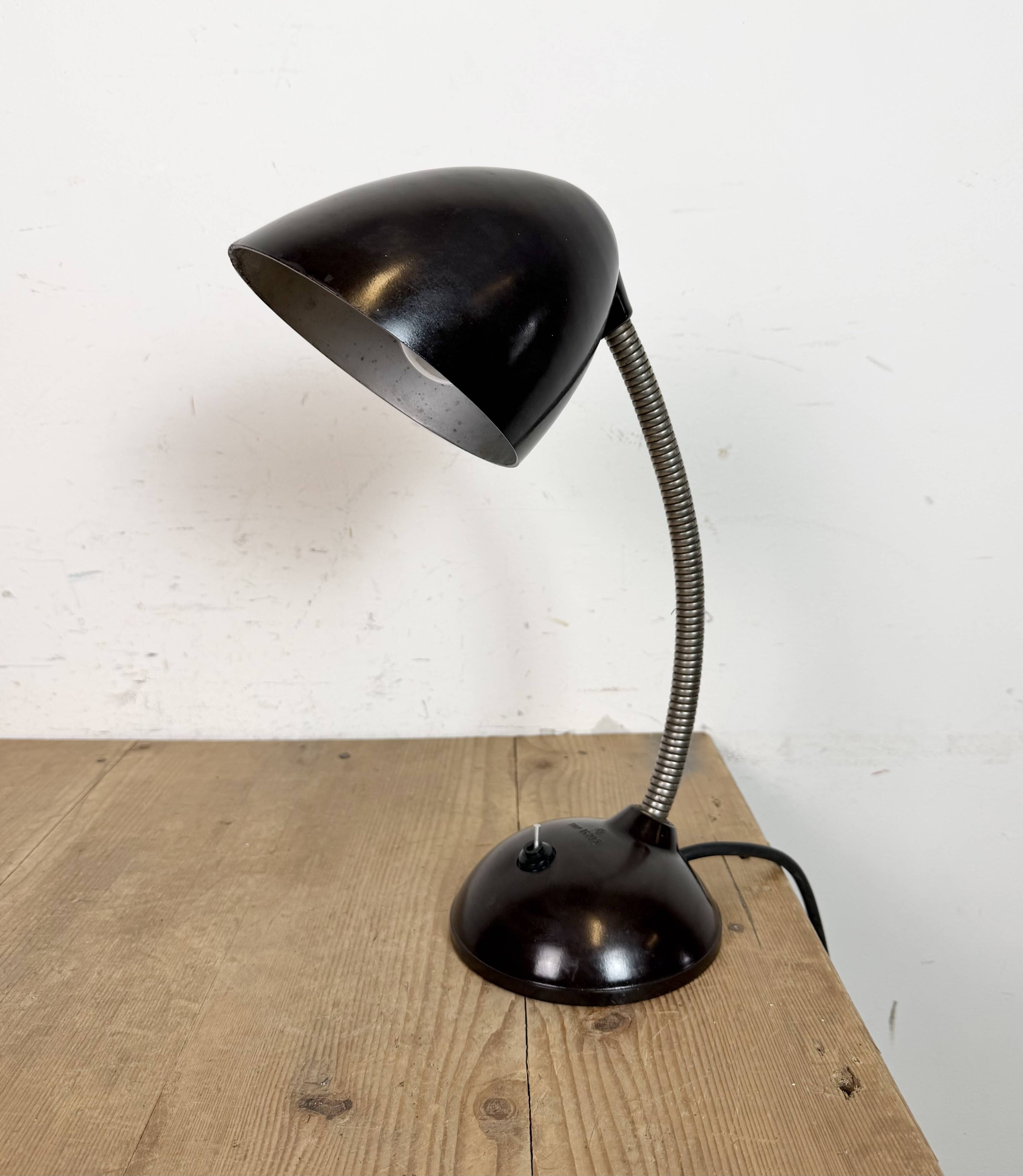 Vintage Brown Bakelite Gooseneck Table Lamp, 1950s