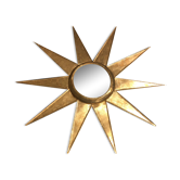 Miroir soleil déformant 61 cm en métal doré à la feuille d'or dit de sorcière