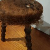 Duo of cowhide stools