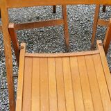 Set of 6 folding chairs in solid beech from the 70s