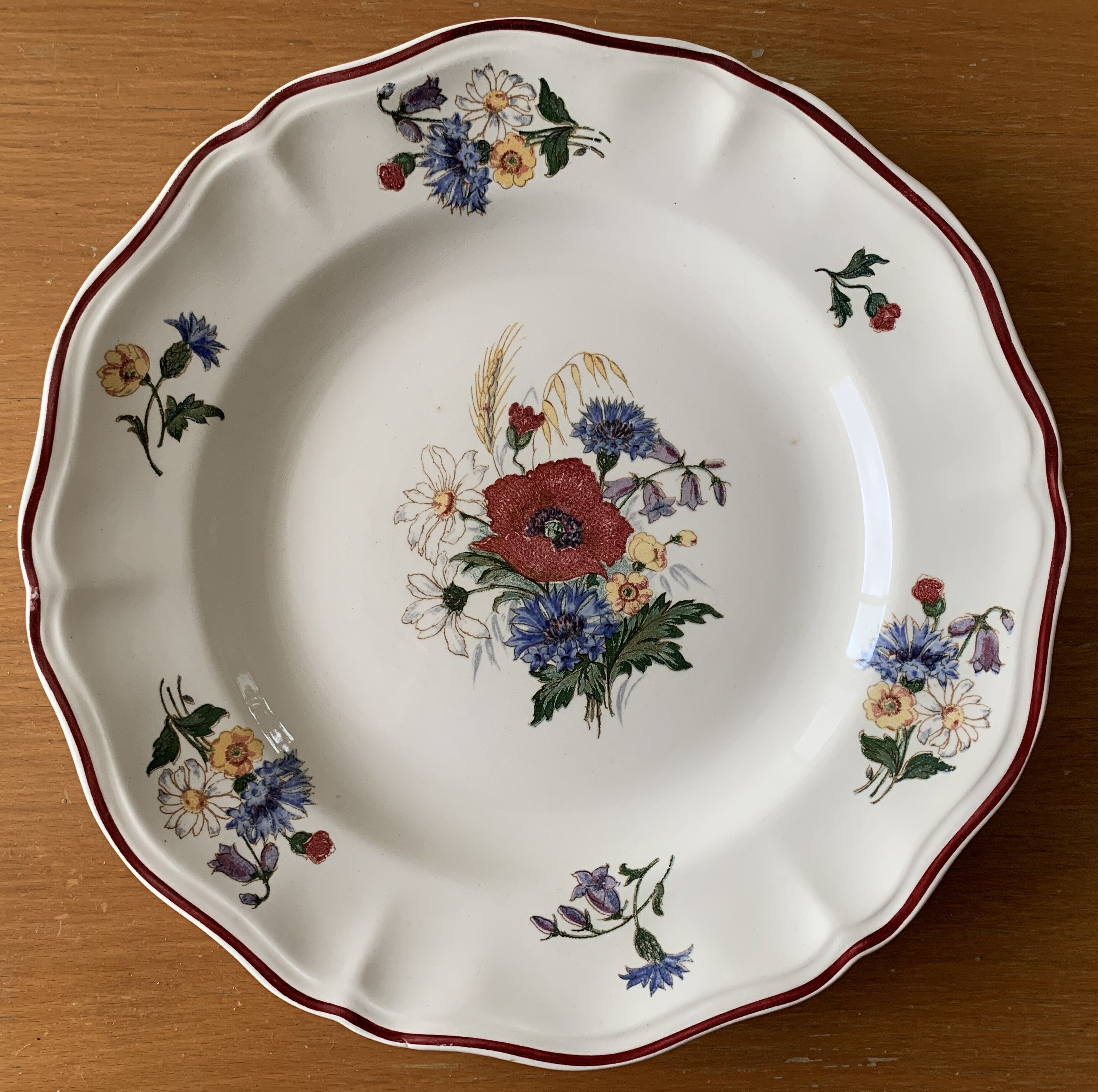 6 large old flat plates in Sarreguemines earthenware