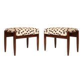 Two GFM mid-century stools in jacquard designed by Dedar, E. Homa, Europe, 1960s.