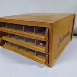 Old haberdashery cabinet drawer display Gutermann wood sewing