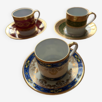 Tasses à café avec soucoupes en porcelaine de Limoges