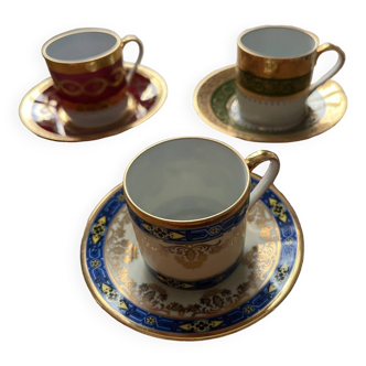 Service tasses et soucoupes en porcelaine de Gien vintage motifs de roses -  Ressourcerie Histoires Sans Fin