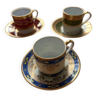 Tasses à café avec soucoupes en porcelaine de Limoges
