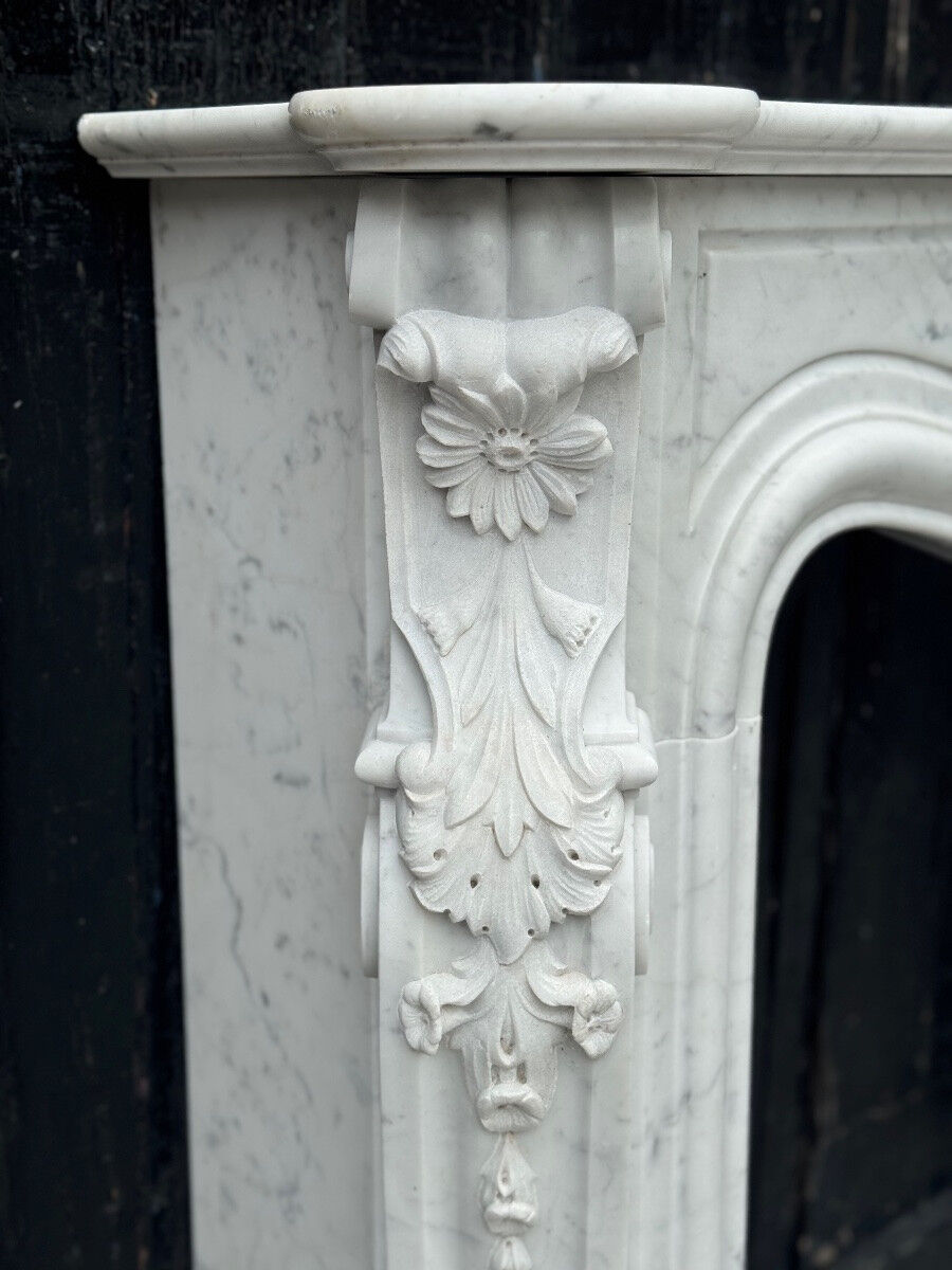 Louis XV style fireplace in Carrara marble circa 1980