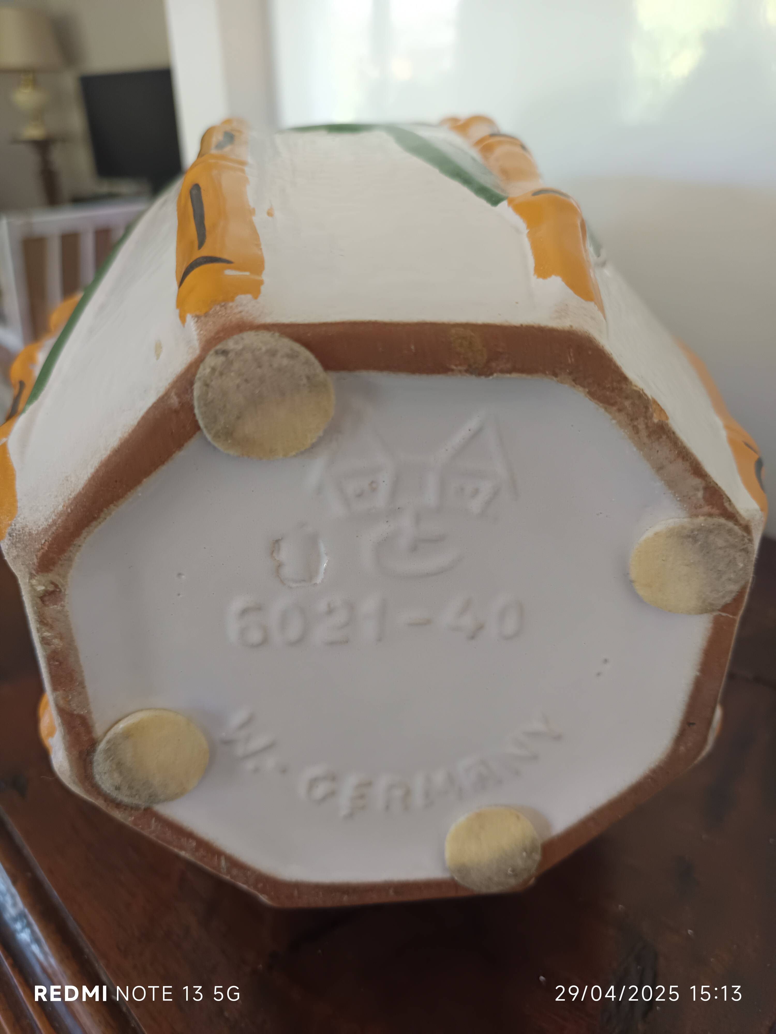 large bamboo vase signed Cartens Germany 1960