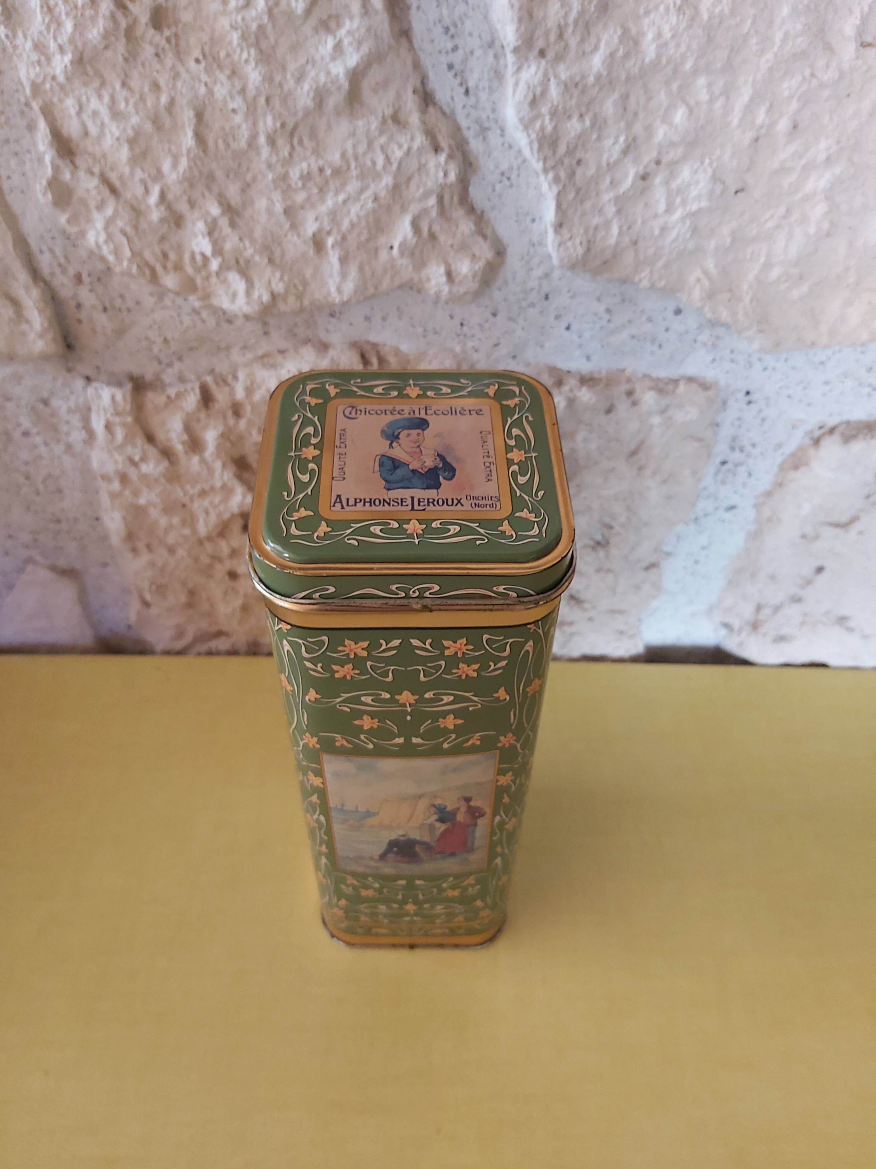 Antique metal box Chicory Leroux