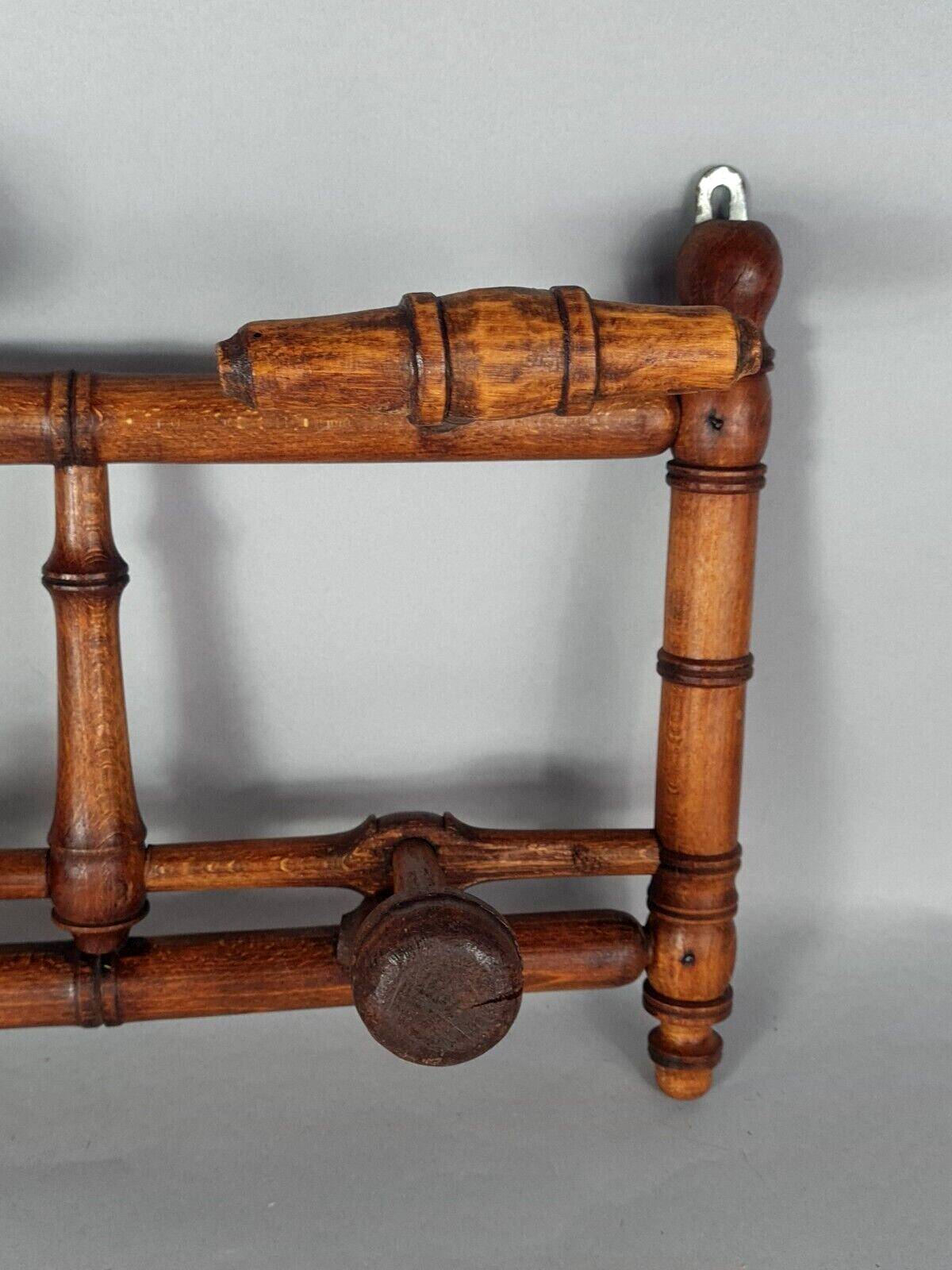 Old wooden wall coat rack turned bamboo style Good condition SB907