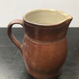 Ancien pichet grès marron intérieur blanc années 70 vintage