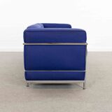 Cassina LC2 3seat Sofa by Charlotte Perriand, Le Corbusier and Pierre Jeanneret in blue fabrics