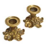 Duo of brass candle holders