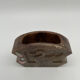 Carved quartz pencil pot and inlaid pearly stones, swans and flowers.