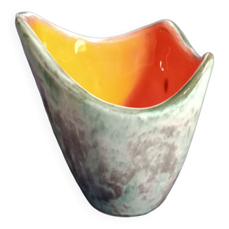 Vintage green and orange vase