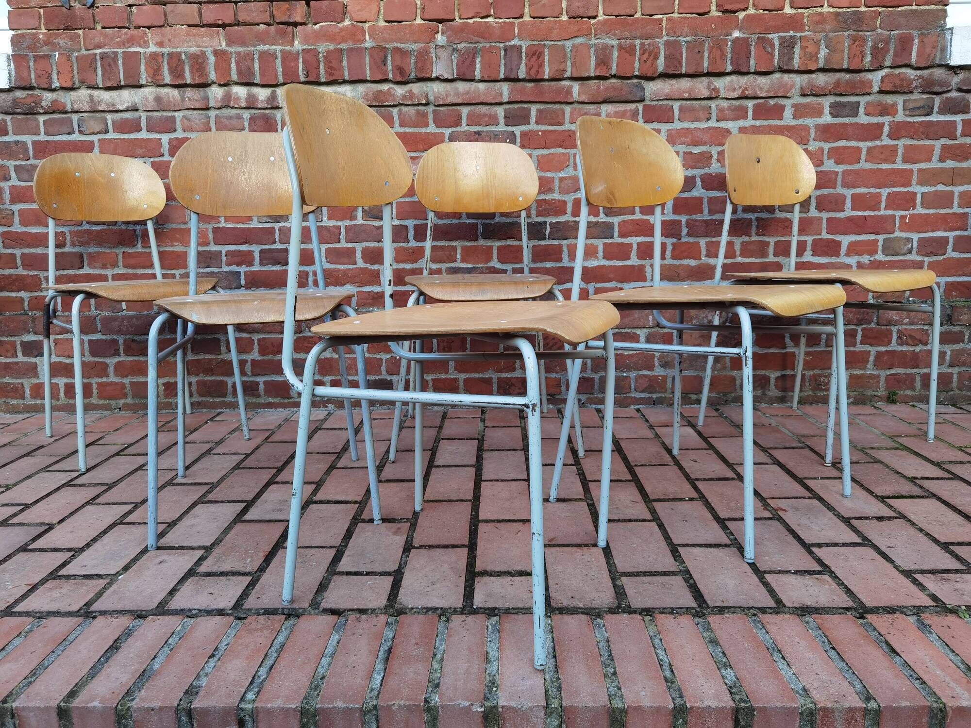 Lot de 4 chaises ecole tchécoslovaque 1950 1960
