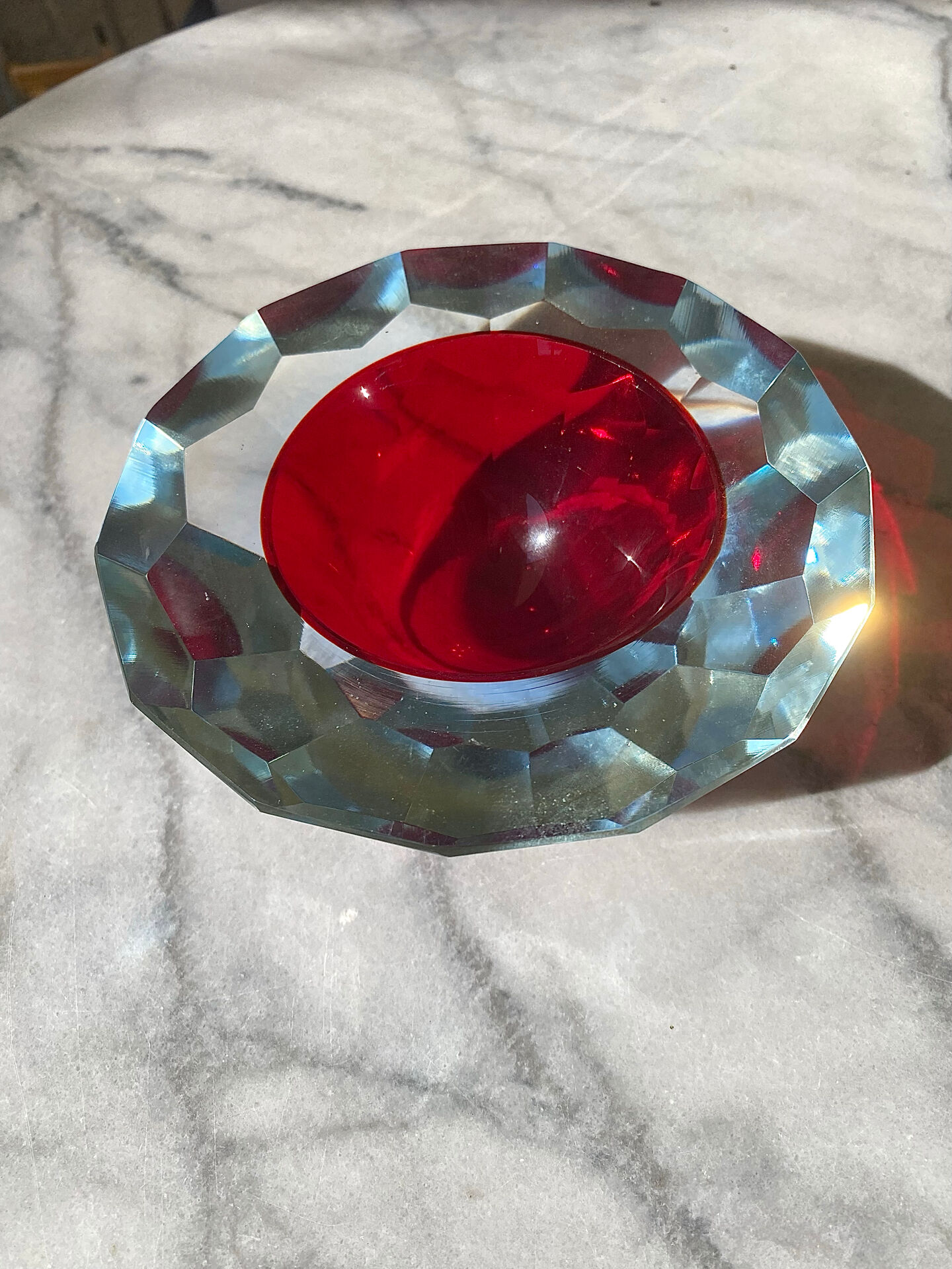 Murano glass geode faceted bowl