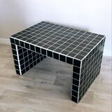 Coffee table tiled black mosaic and white joint