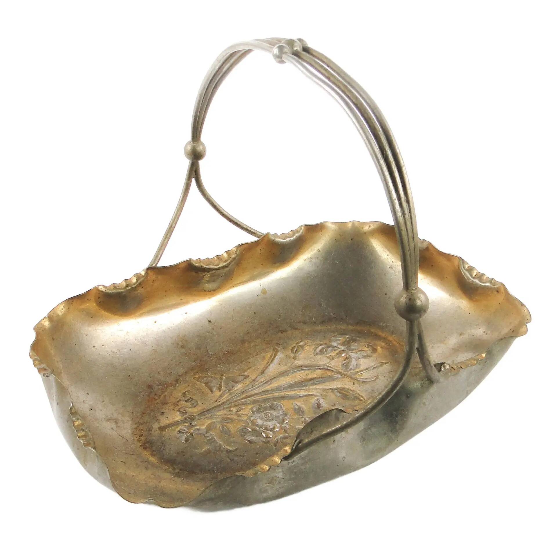 Fruit basket, Art Nouveau, silver-plated brass, Austria, early 20th century