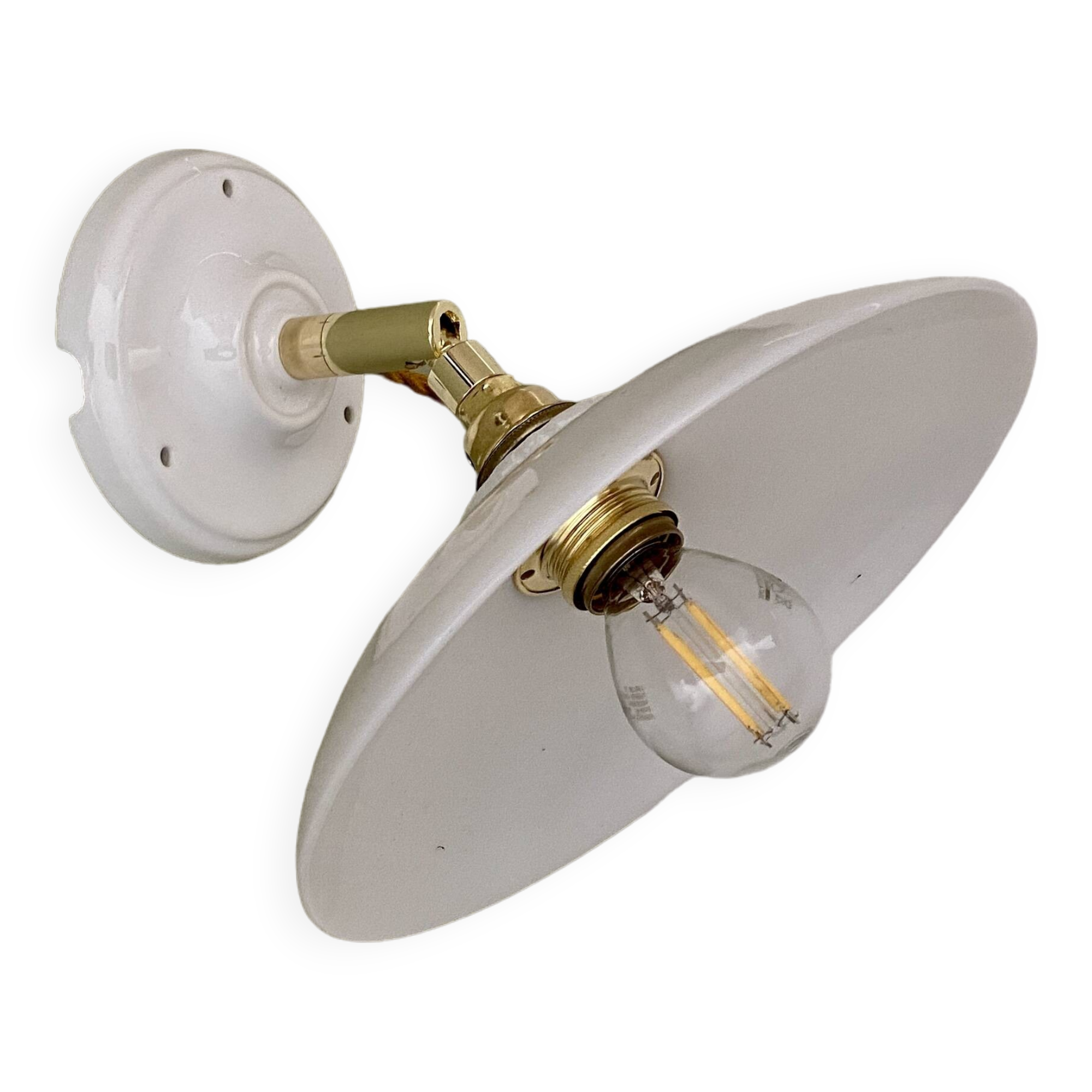 Vintage white opaline lampshade wall lamp