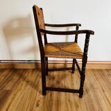 Wood and straw armchair