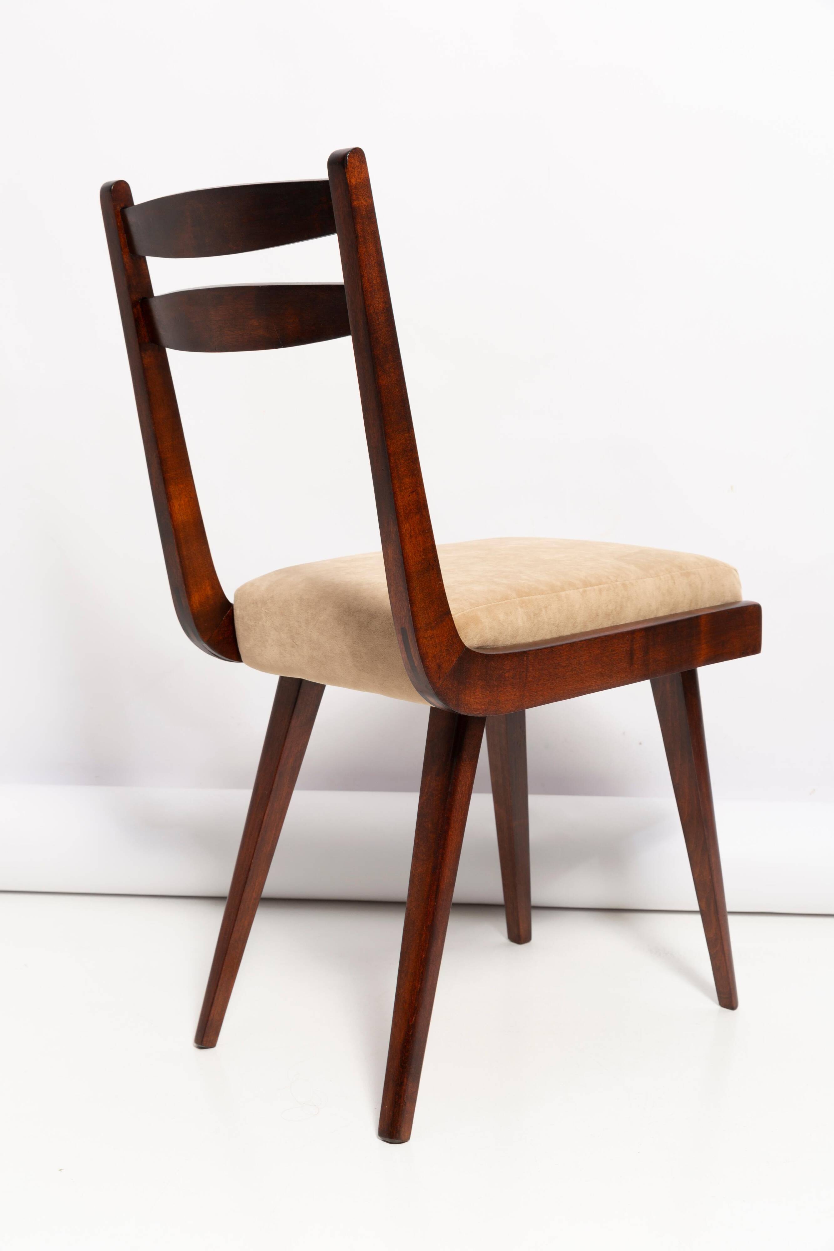 Chaise Mid Century Gazelle II en Velours Beige et Bois de Hêtre, Europe, 1960s
