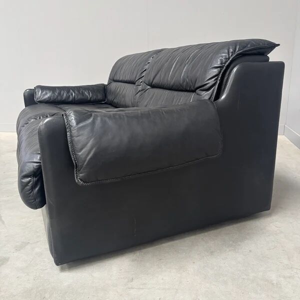 Black leather 2 seat sofa by Dreipunkt, 1970s