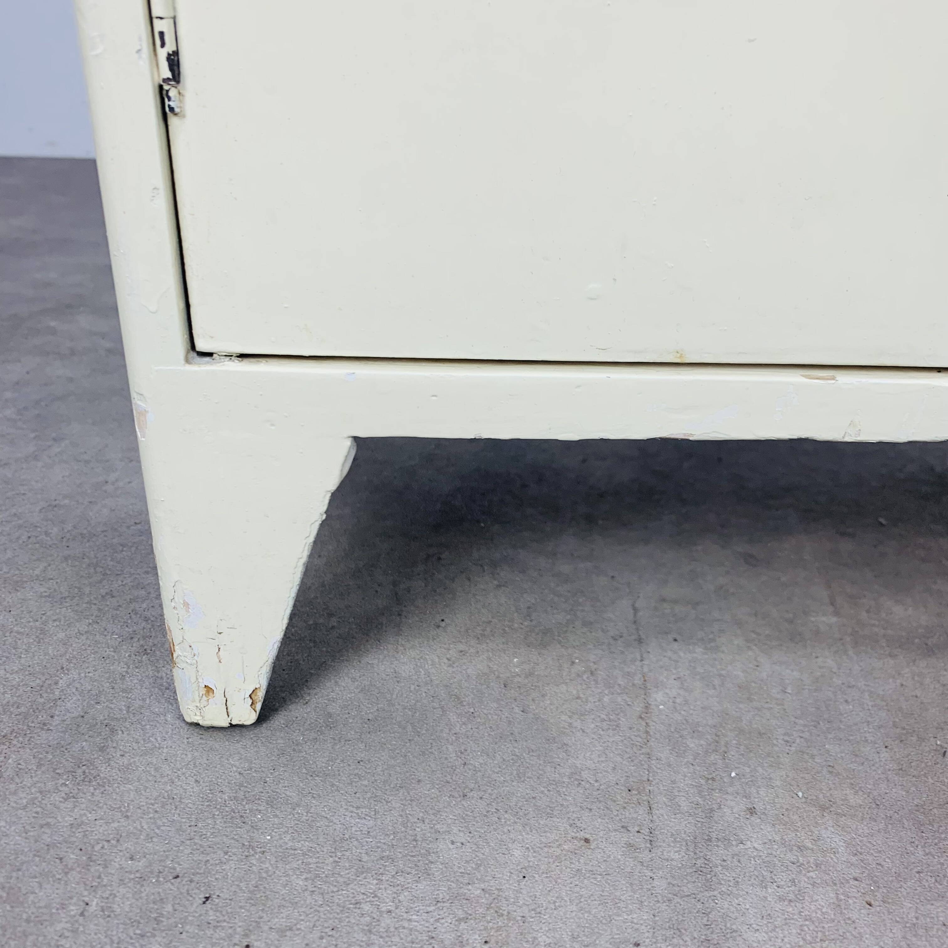 White wood convenient storage unit from the 1950s