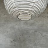 Small Japanese-style natural rattan and linen pendant light in the shape of a drop H40 D35