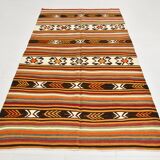 5x9 Striped Anatolian Kilim Rug, Turkish Kilim Rug, 148x264Cm