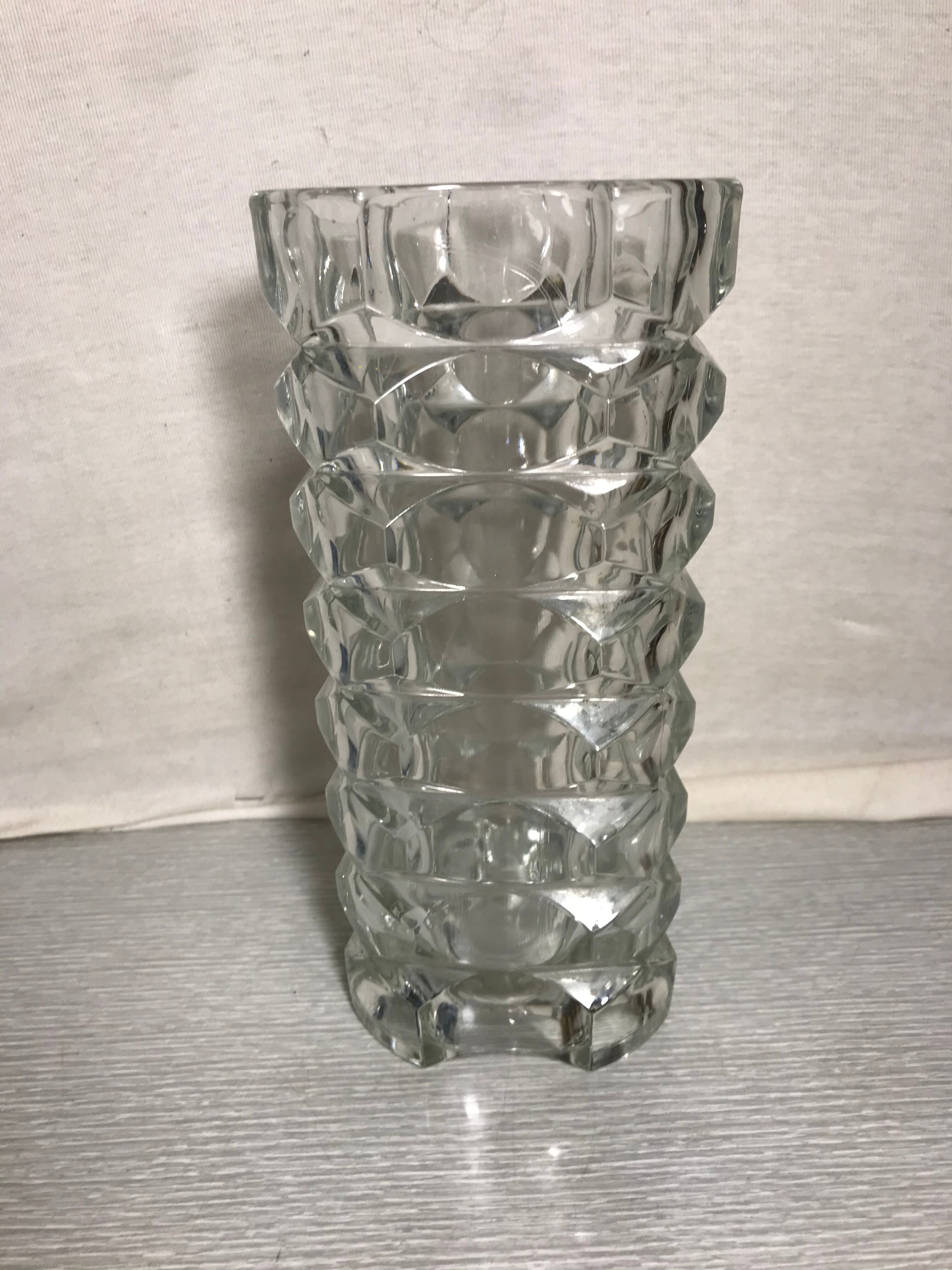 Ancient cristal vase from Arques glass mould french Art Deco style