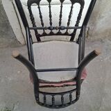 Paire de chaises Napoléon III noir et velours rose