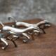 Set of 5 vintage silver metal horse knife rests