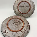 Two vintage plates daniel étienne, vallauris, "chardons" - 1970s