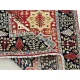 Hand-Knotted Wool Area Rug, Red Geometric Botanical Carpet for Living Room