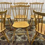 Set of 4 English chairs and 2 armchairs in beech