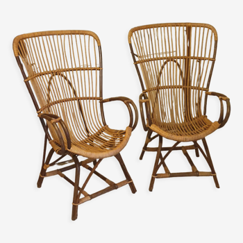 Pair of rattan armchairs