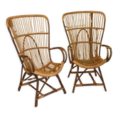 Paire de fauteuils en rotin
