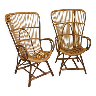 Pair of rattan armchairs