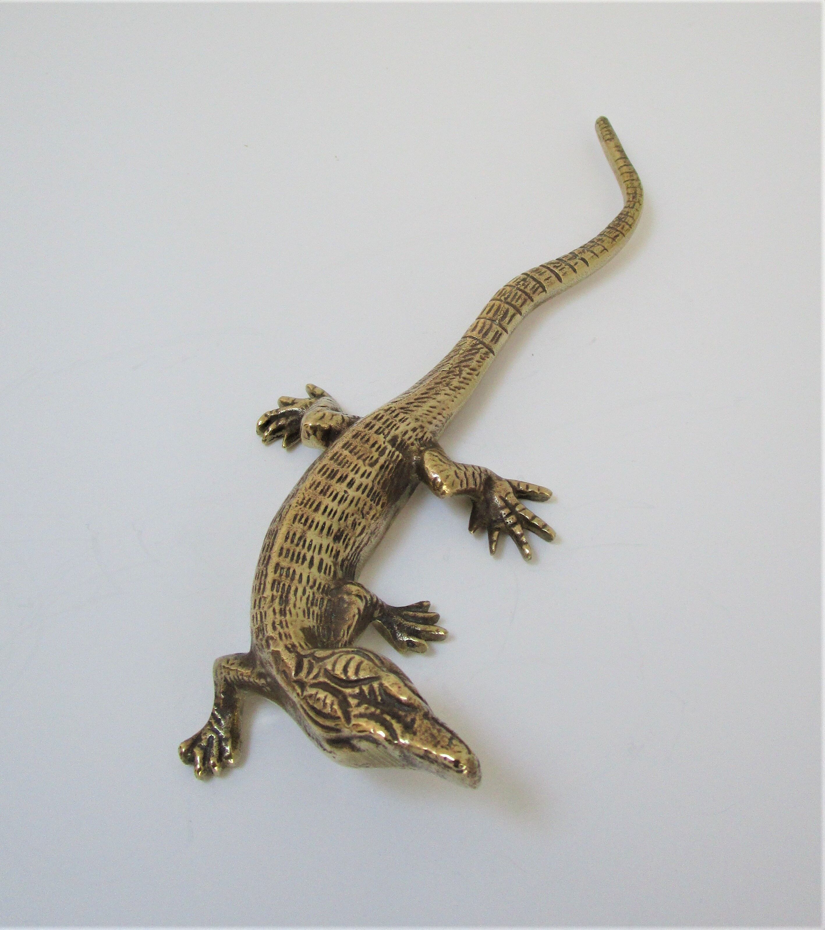 solid brass lizard gilded bronze 70s