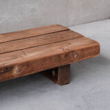 Brutalist oak mid-century belgium sleeper coffee table