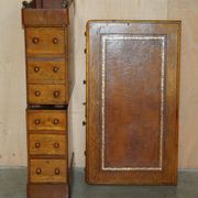 Bureau victorien en chêne miel avec cuir teint à la main