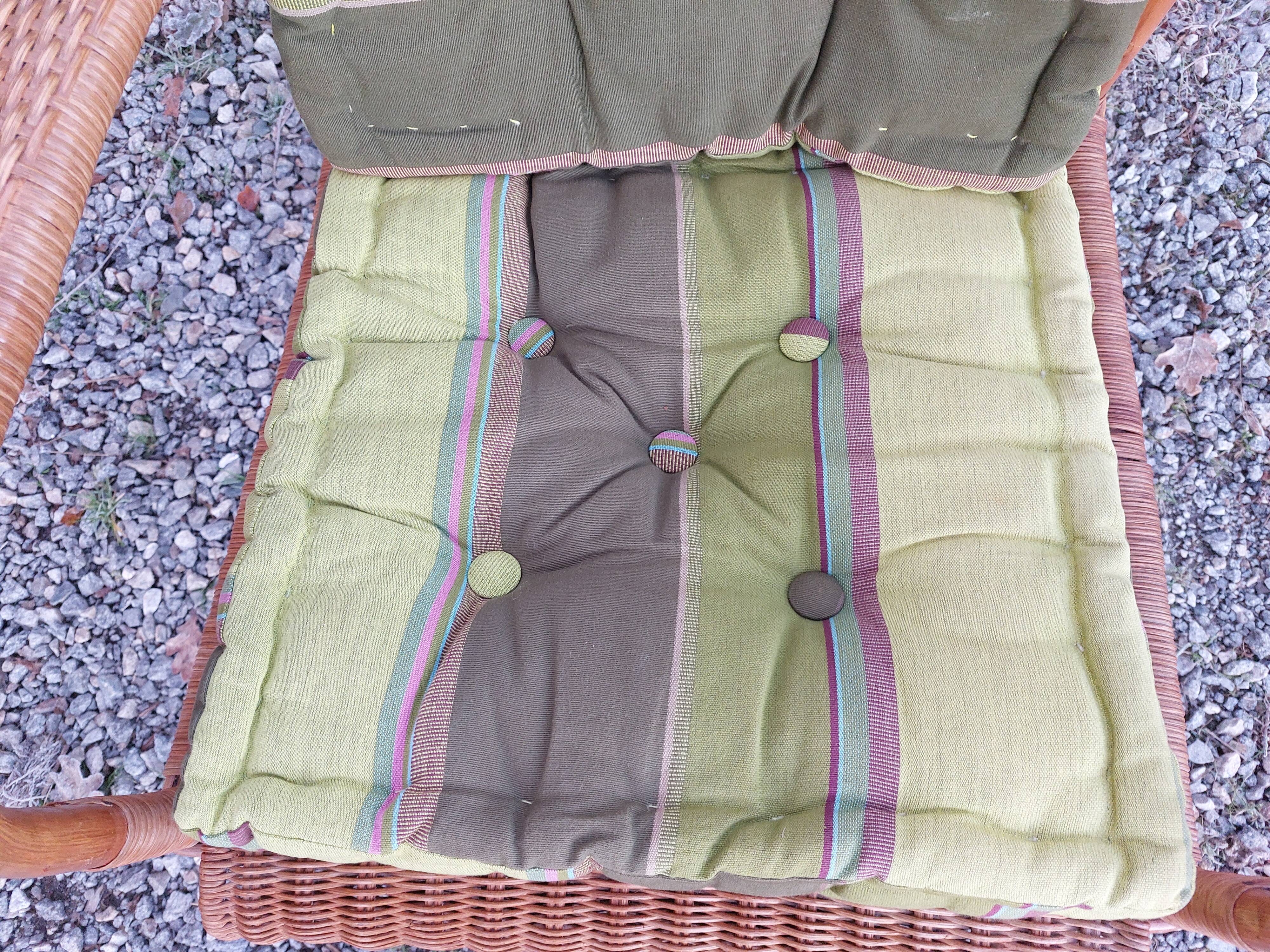 wicker armchair, bamboo wood