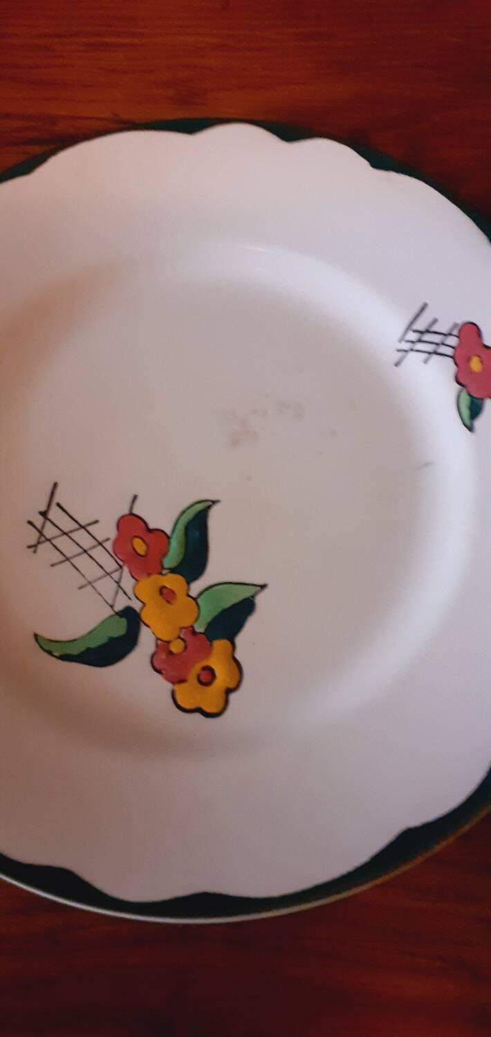 6 Charbonnier-Salins dessert plates circa 1930