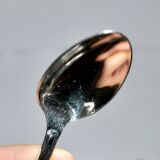 Ercuis set of 2 Trianon silver-plated dessert spoons with crossed ribbon, 15 cm