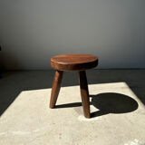 Brown solid wood stool flat circular seat