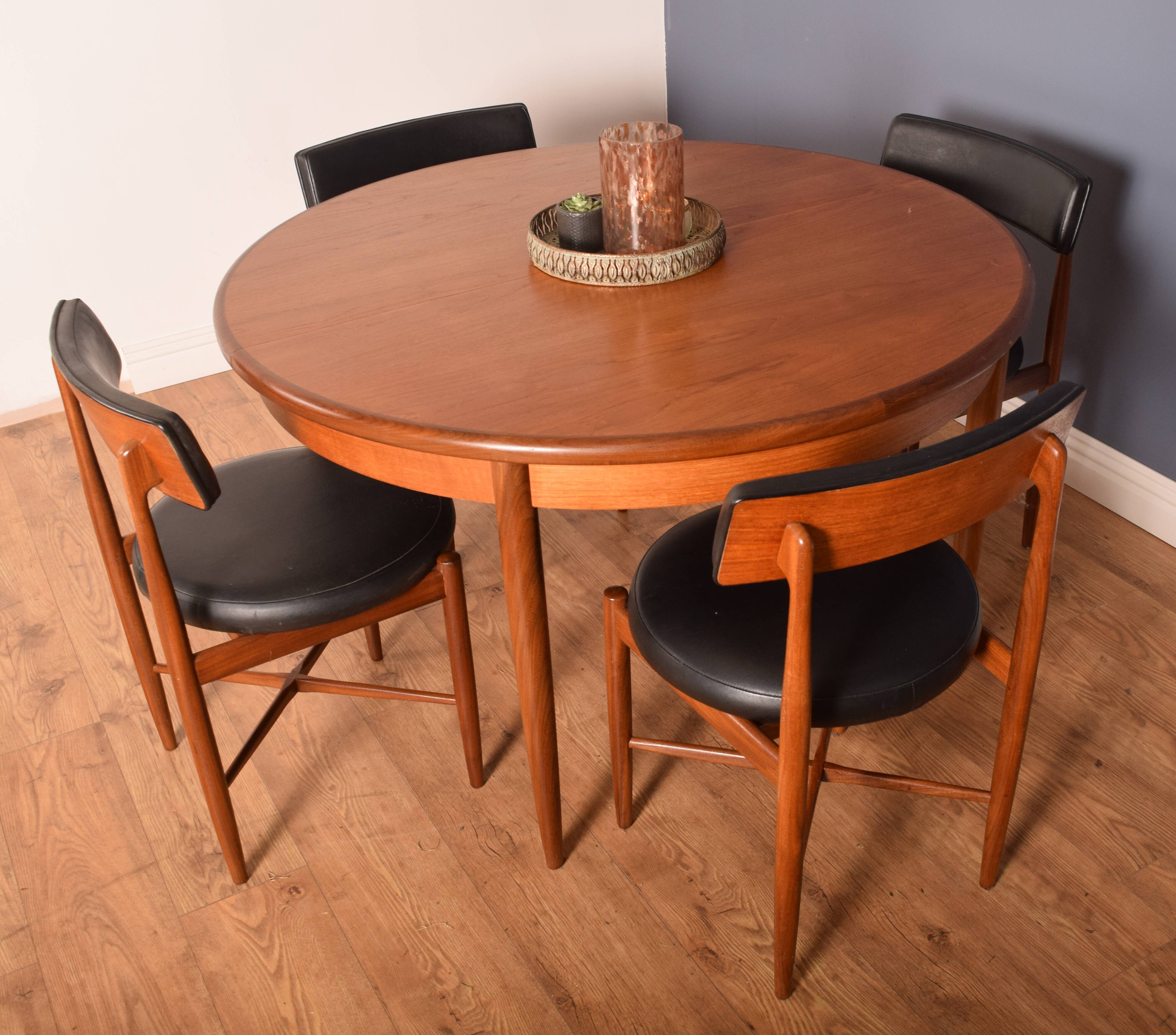 Restored Teak 1960s Retro G Plan Fresco Round Table & 4 Chairs Victor Wilkins